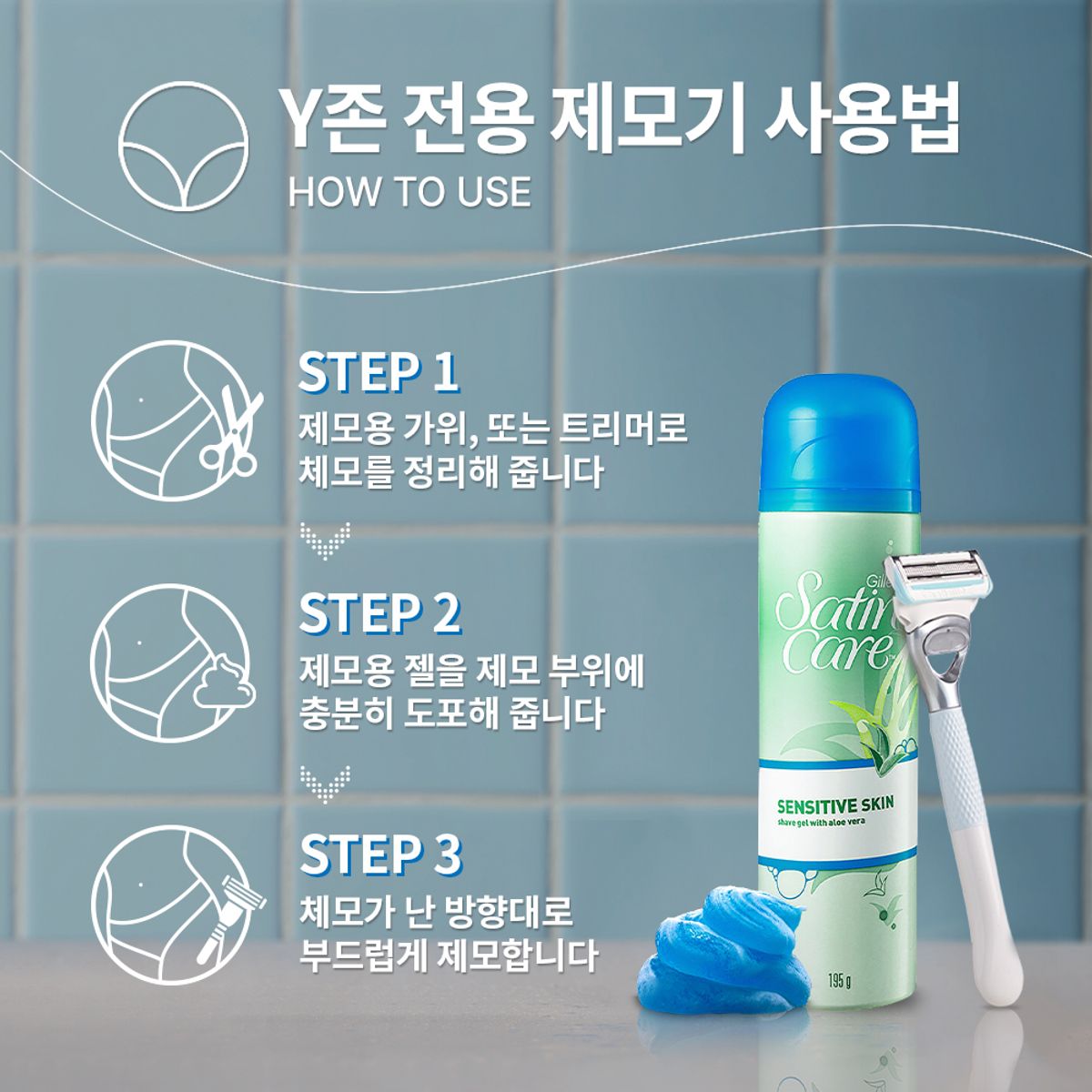 질레트(GILLETTE) 비너스 Y존 제모기 2up (면도기1up + 면도날 1입)