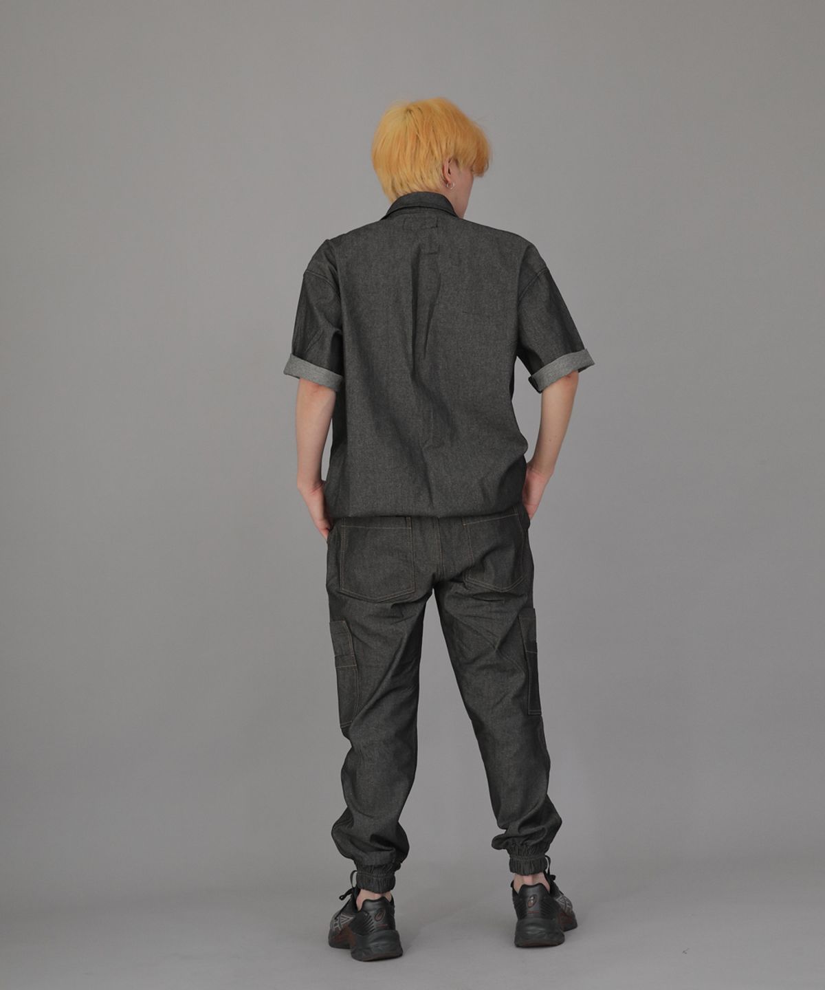 세인트크루(SAINTCREW) 볼드 앵클밴드 카고조거 팬츠 BAC-328  데님 그레이블랙