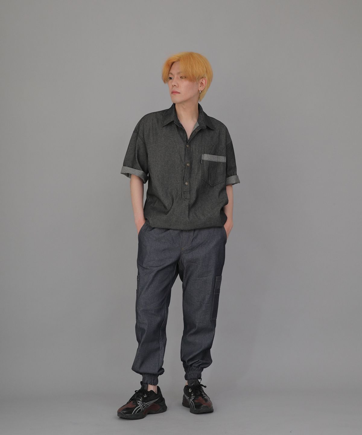 세인트크루(SAINTCREW) 볼드 앵클밴드 카고조거 팬츠 BAC-328 데님 라이트인디고