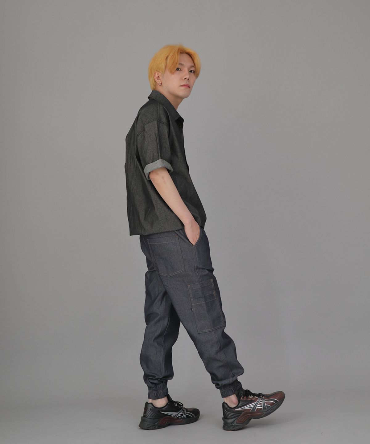 세인트크루(SAINTCREW) 볼드 앵클밴드 카고조거 팬츠 BAC-328 데님 라이트인디고
