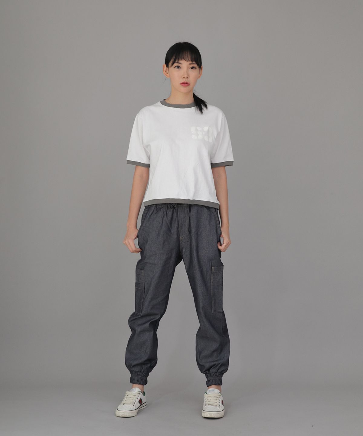 세인트크루(SAINTCREW) 볼드 앵클밴드 카고조거 팬츠 BAC-328 데님 라이트인디고