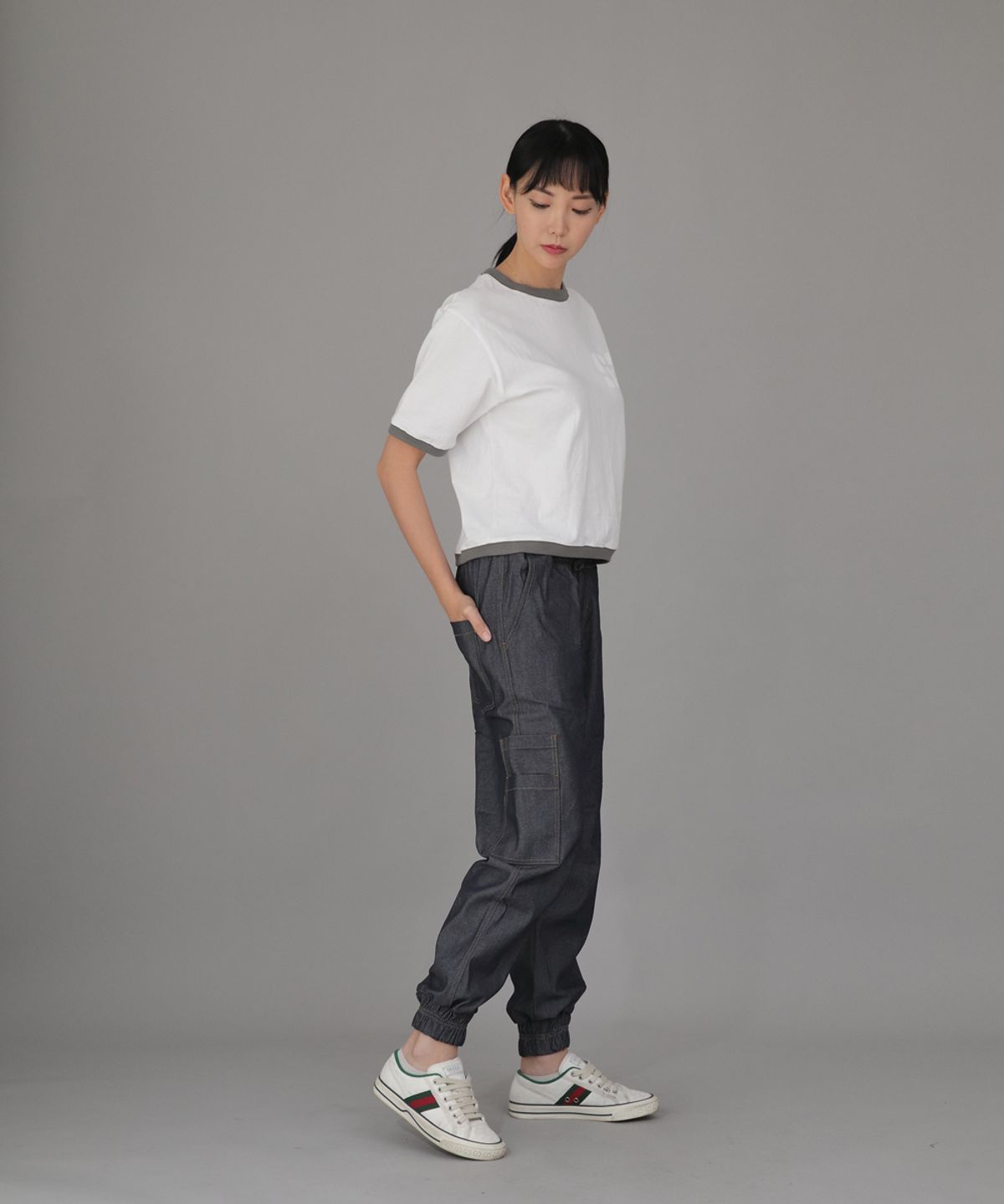 세인트크루(SAINTCREW) 볼드 앵클밴드 카고조거 팬츠 BAC-328 데님 라이트인디고