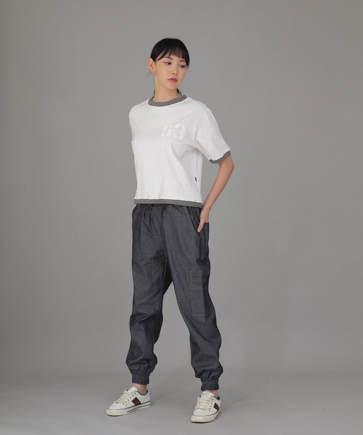 세인트크루(SAINTCREW) 볼드 앵클밴드 카고조거 팬츠 BAC-328 데님 라이트인디고