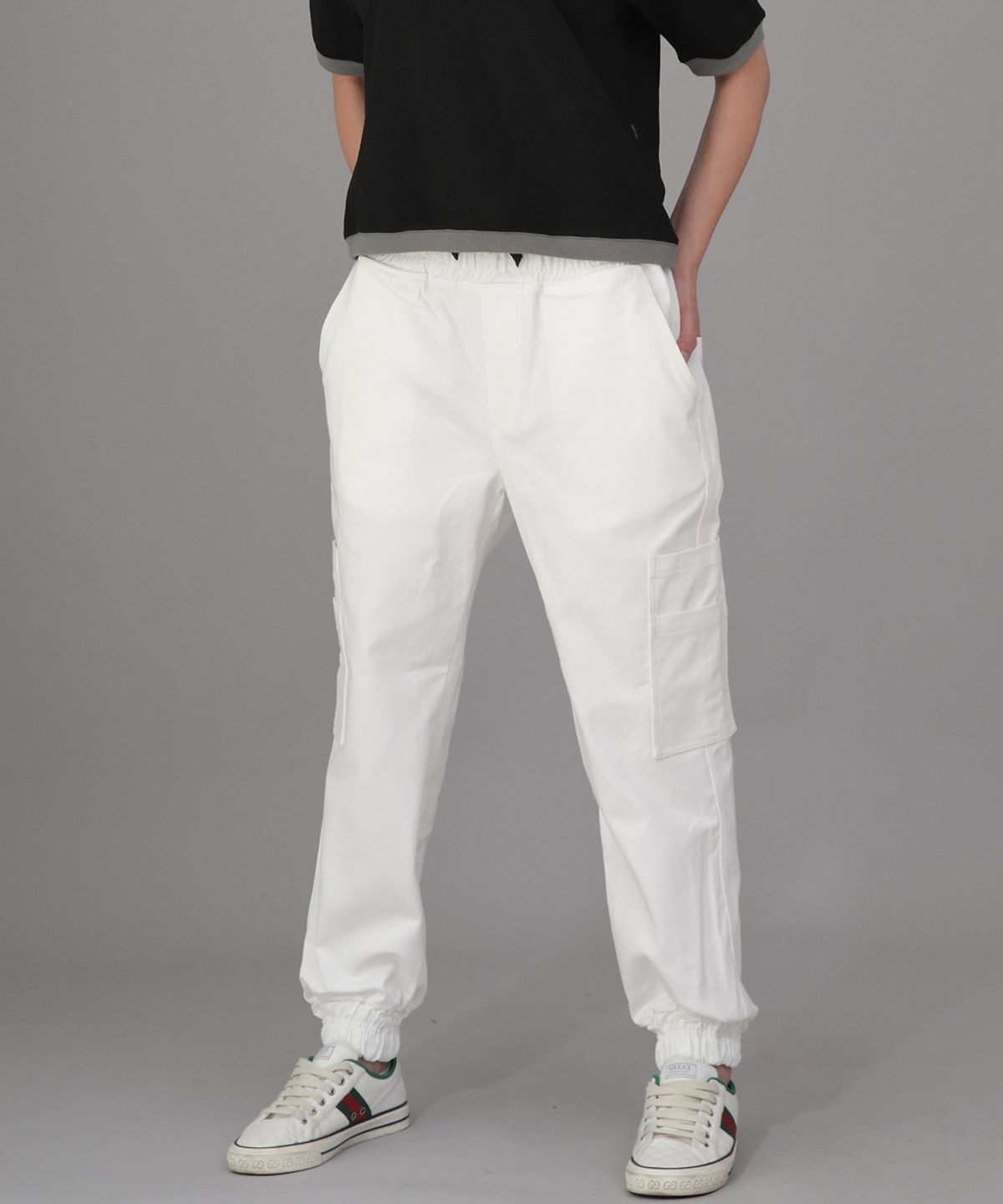세인트크루(SAINTCREW) 볼드 앵클밴드 카고조거 팬츠 BAC-328 화이트