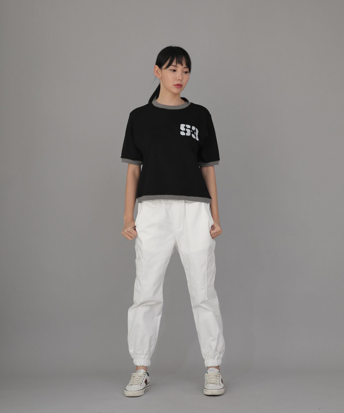 세인트크루(SAINTCREW) 볼드 앵클밴드 카고조거 팬츠 BAC-328 화이트