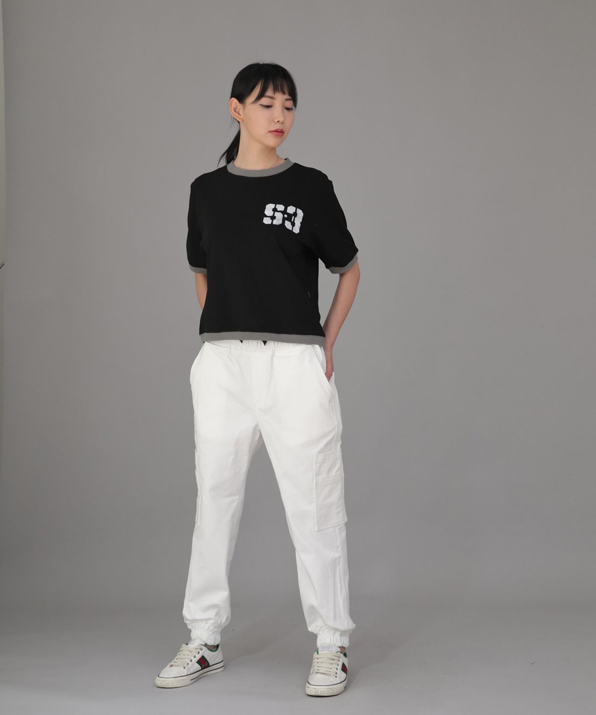 세인트크루(SAINTCREW) 볼드 앵클밴드 카고조거 팬츠 BAC-328 화이트