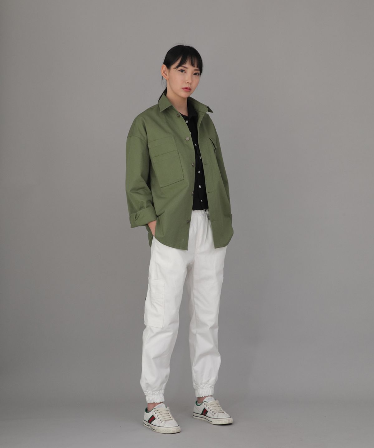 세인트크루(SAINTCREW) 볼드 앵클밴드 카고조거 팬츠 BAC-328 화이트