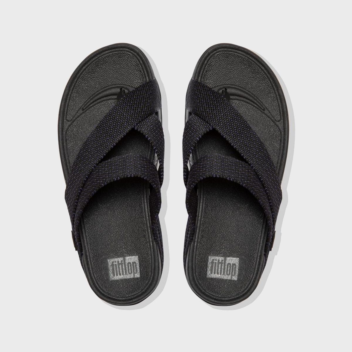 핏플랍(FITFLOP) 남성 슬링 위브 토포스트 쪼리 Black Blue