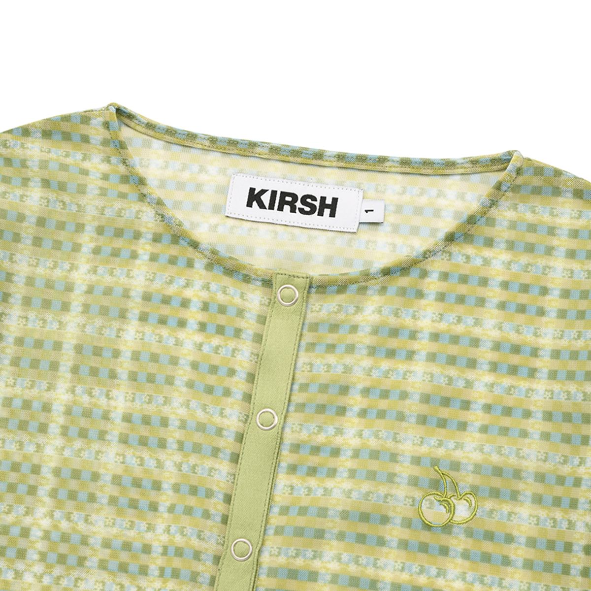 키르시(KIRSH) 스몰 체리 시스루 패턴 가디건 [라임]