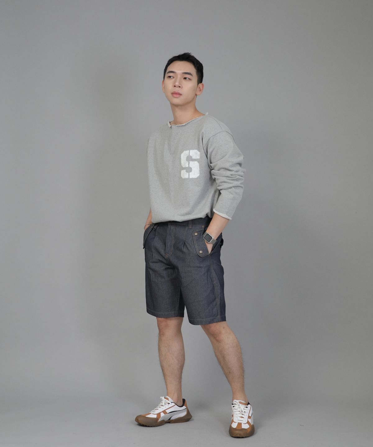 세인트크루(SAINTCREW) 잉글리시맨  하프밴드 데님쇼츠 EMH-339 라이트인디고