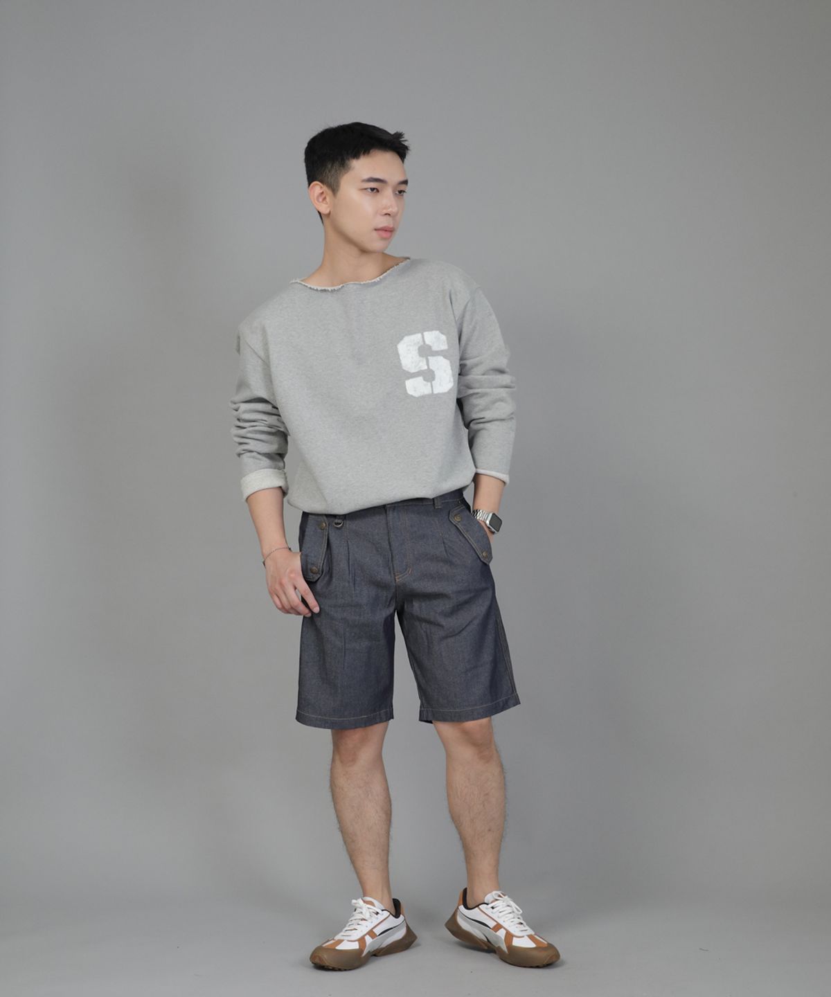 세인트크루(SAINTCREW) 잉글리시맨  하프밴드 데님쇼츠 EMH-339 라이트인디고
