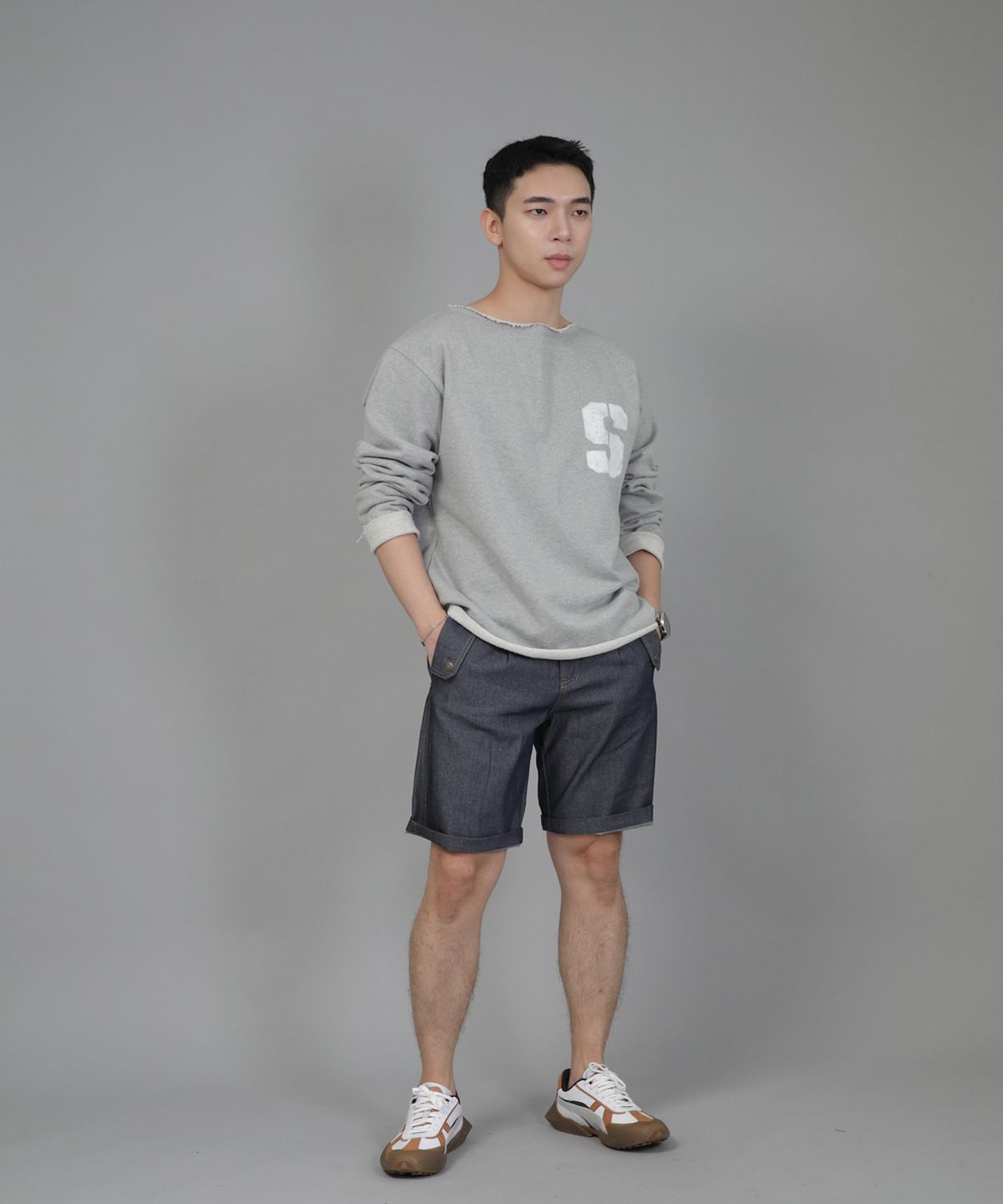 세인트크루(SAINTCREW) 잉글리시맨  하프밴드 데님쇼츠 EMH-339 라이트인디고