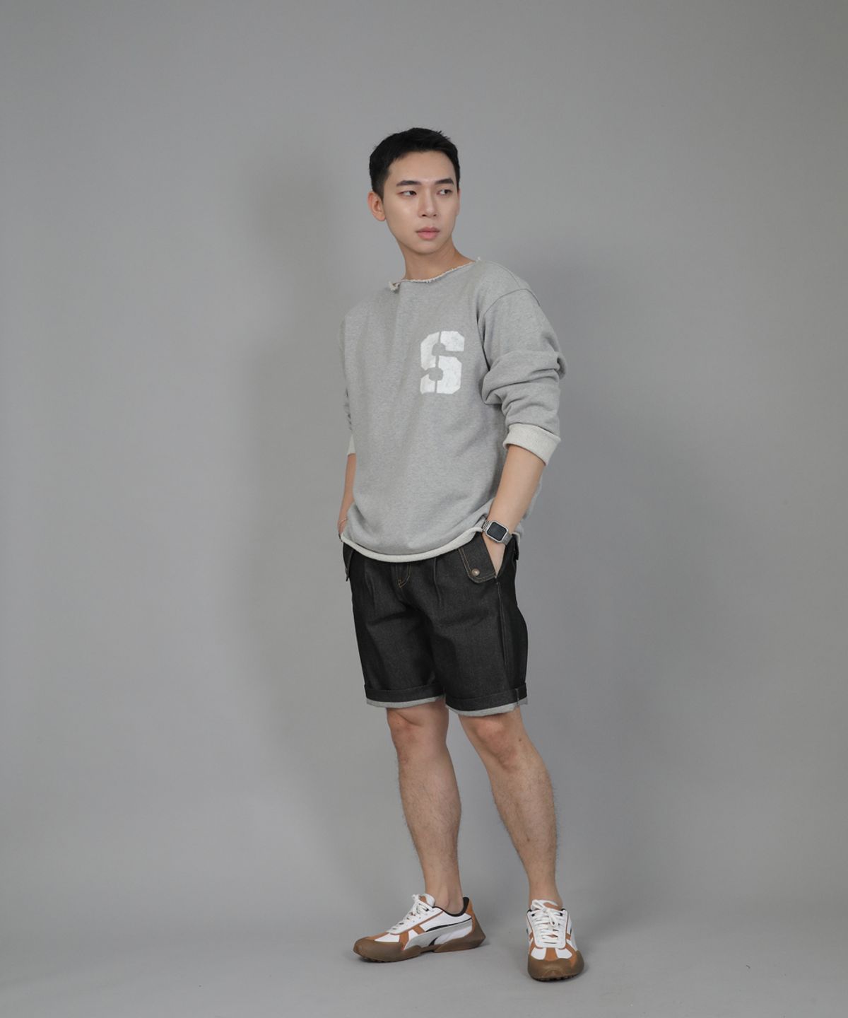 세인트크루(SAINTCREW) 잉글리시맨  하프밴드 데님쇼츠 EMH-339 블랙데님