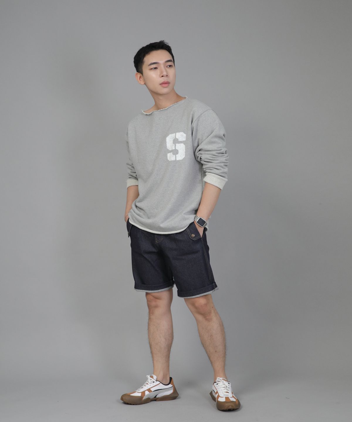 세인트크루(SAINTCREW) 잉글리시맨  하프밴드 데님쇼츠 EMH-339 인디고