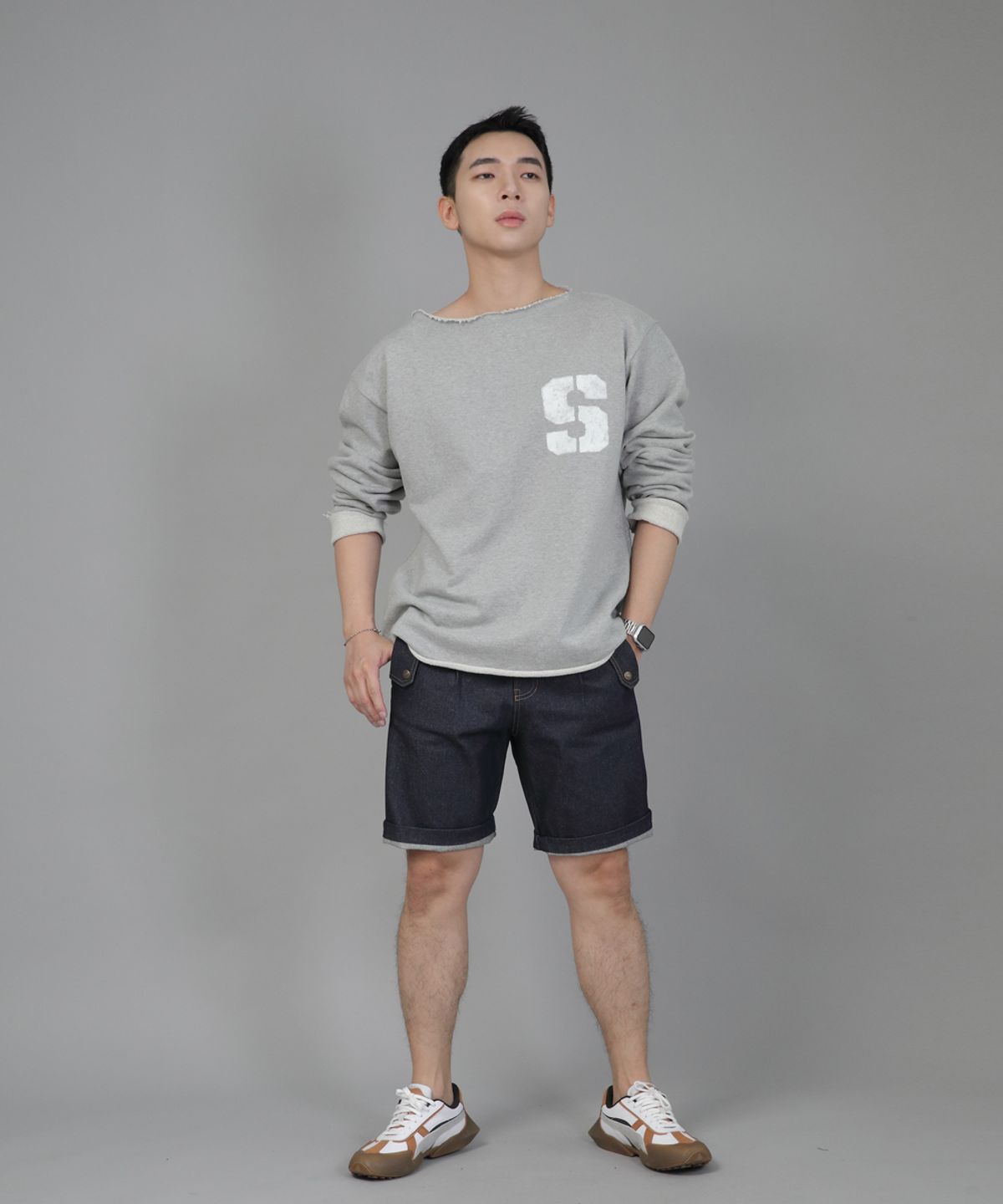 세인트크루(SAINTCREW) 잉글리시맨  하프밴드 데님쇼츠 EMH-339 인디고