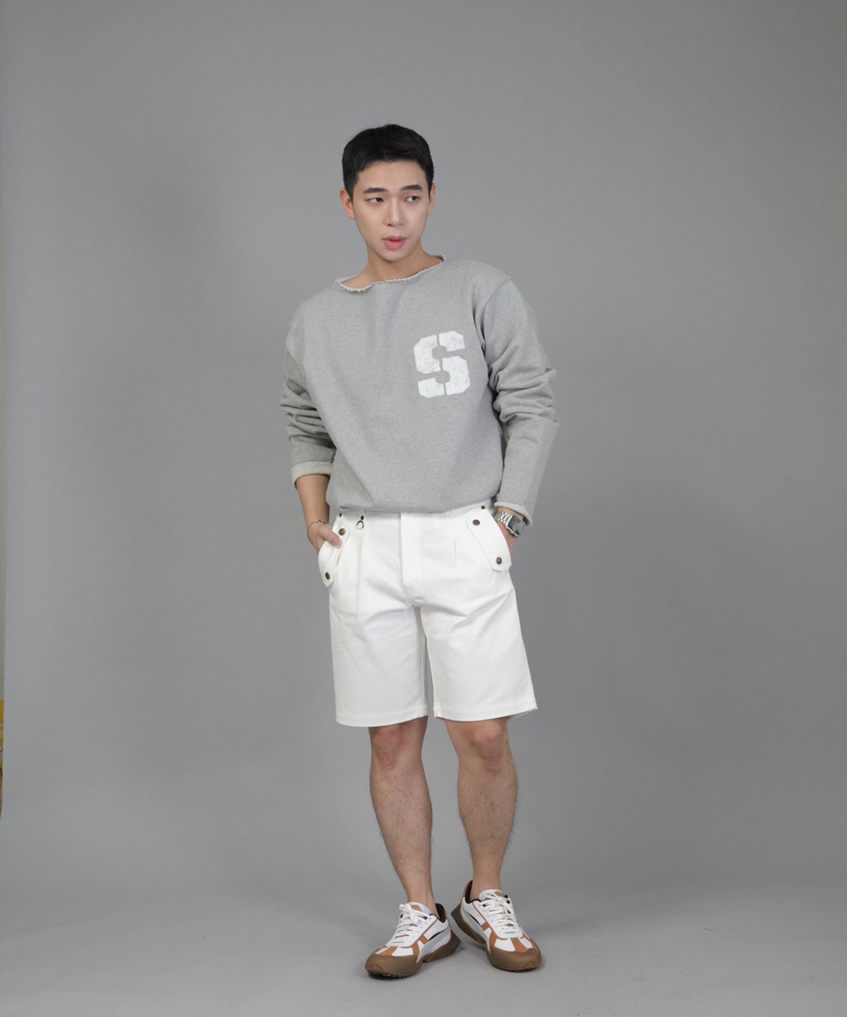 세인트크루(SAINTCREW) 잉글리시맨  하프밴드 쇼츠 EMH-339 화이트
