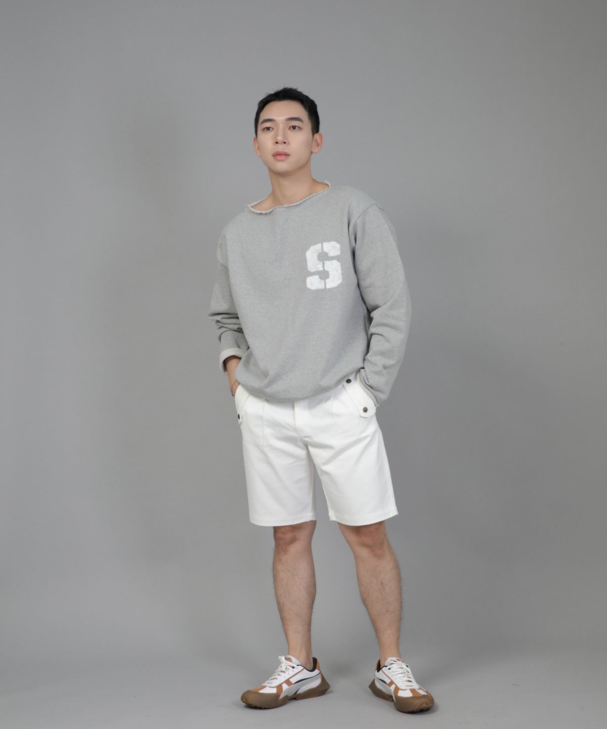 세인트크루(SAINTCREW) 잉글리시맨  하프밴드 쇼츠 EMH-339 화이트