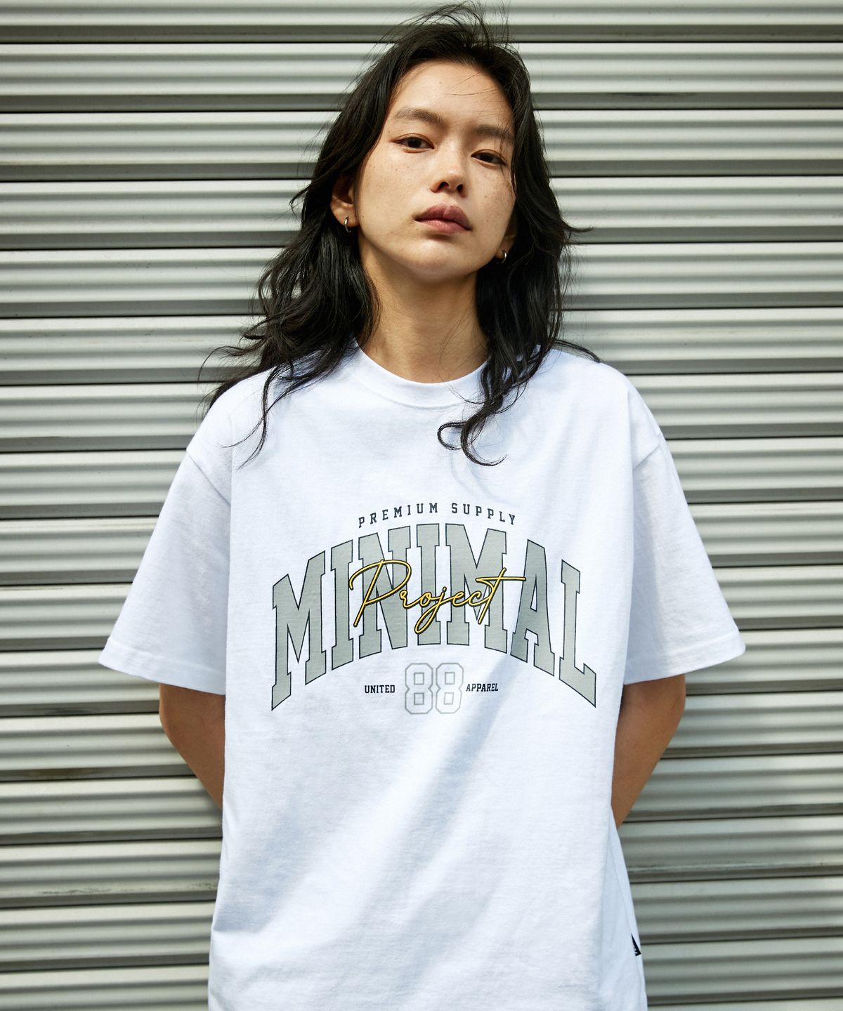 미니멀프로젝트(MINIMALPROJECT) 88 아치 로고 오버핏 반팔티셔츠 MST150 [WHITE]