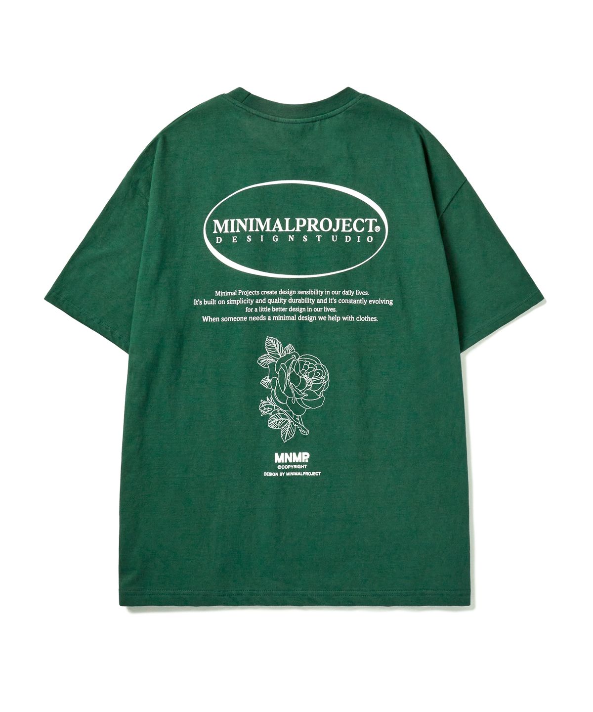 미니멀프로젝트(MINIMALPROJECT) 서클 로고 플라워 오버핏 반팔티셔츠 MST151 [GREEN]