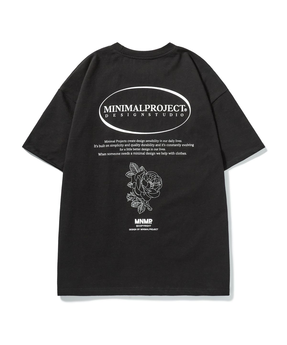 미니멀프로젝트(MINIMALPROJECT) 서클 로고 플라워 오버핏 반팔티셔츠 MST151 [BLACK]