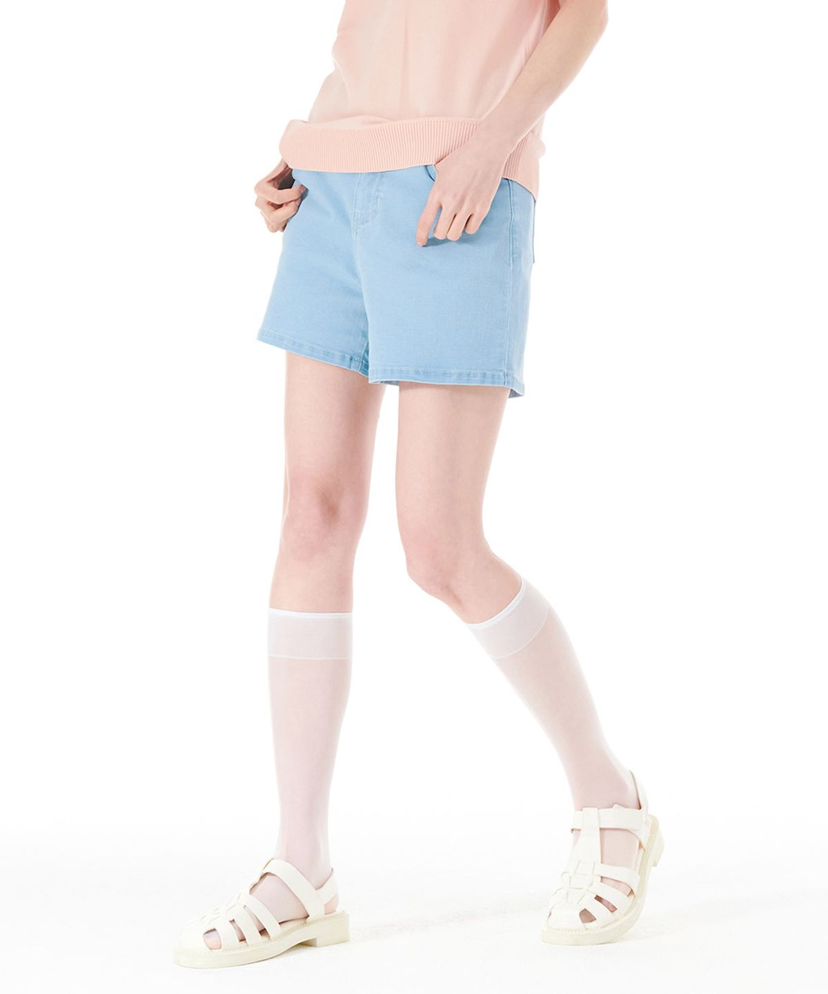 체이스컬트(CHASECULT) 여성 L톤 하이라이즈 4부 데님 팬츠-CCRG2672E0D