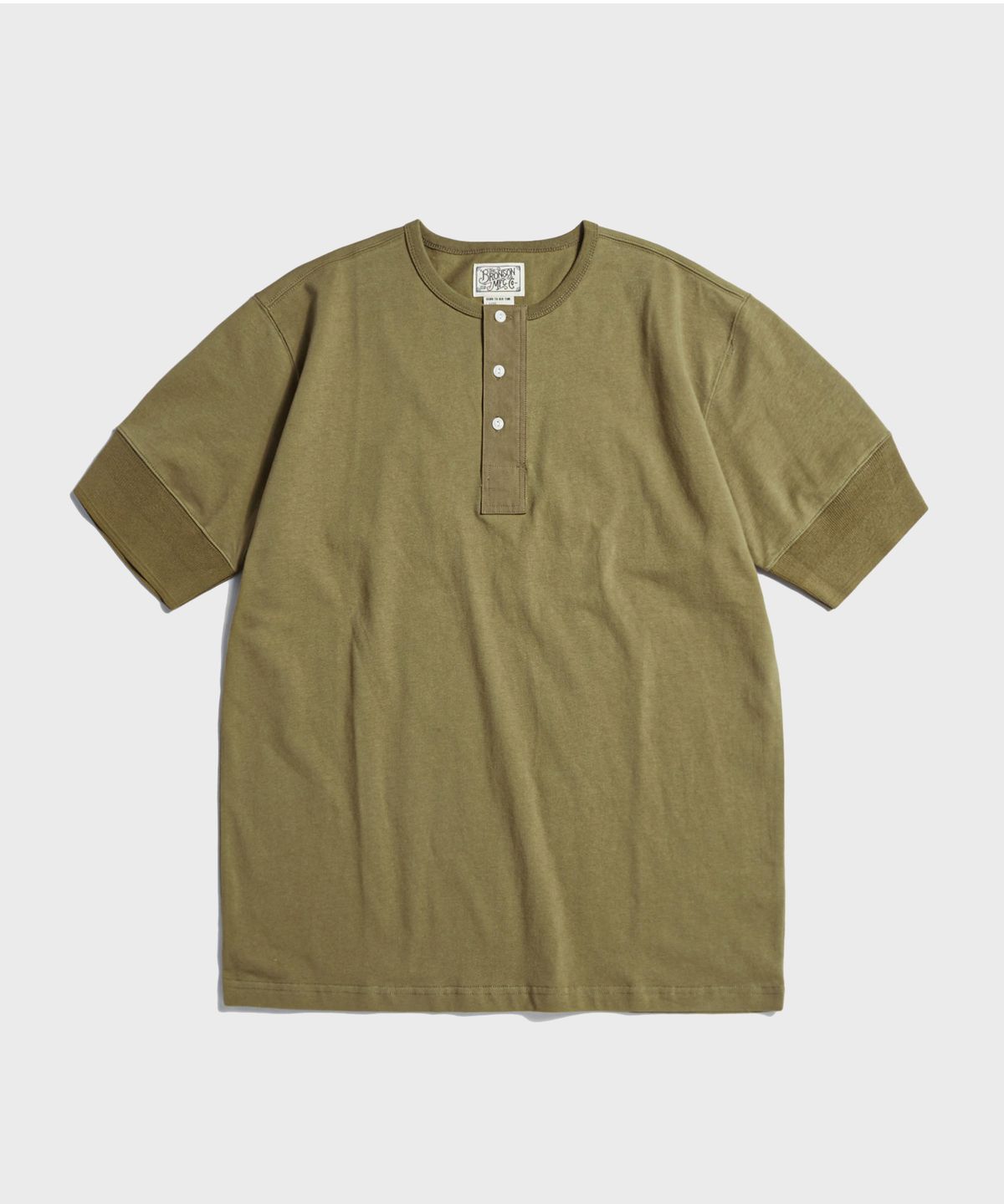 브론슨(BRONSON) Vintage Short Sleeve Henley Tee Green