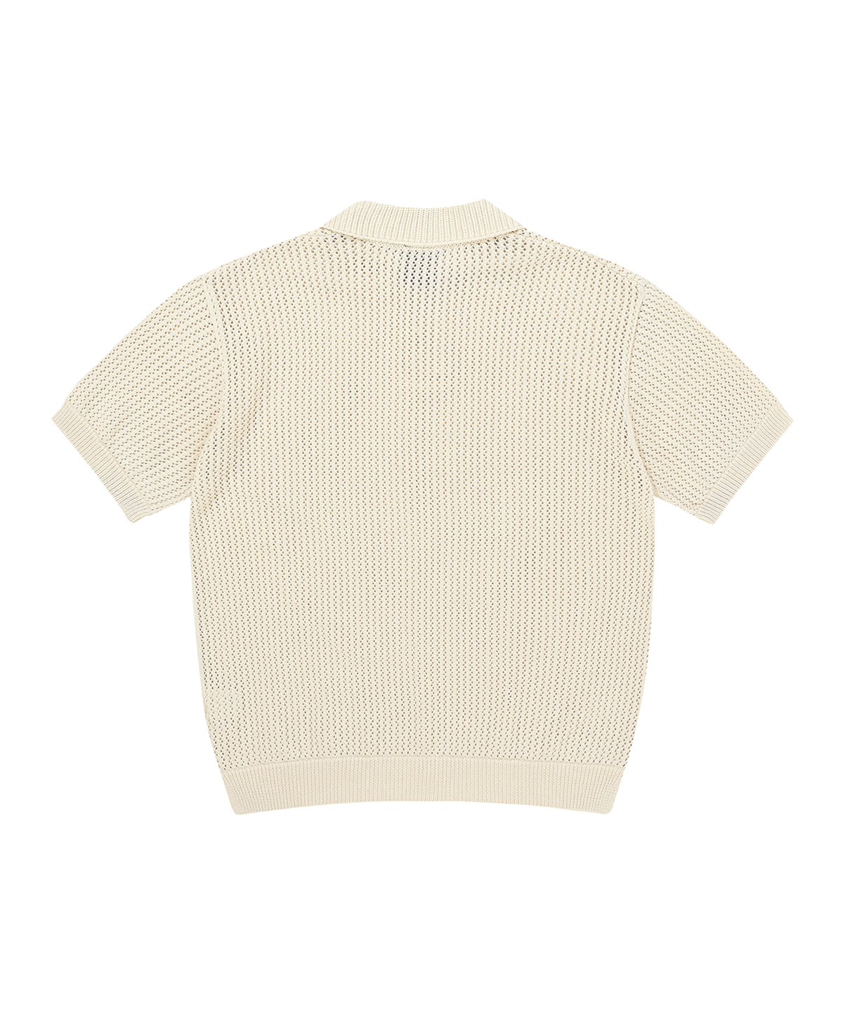 오픈야드(오와이)(OPENYARD(OY)) METAL LOGO NET HALF POLO KNIT-IVORY