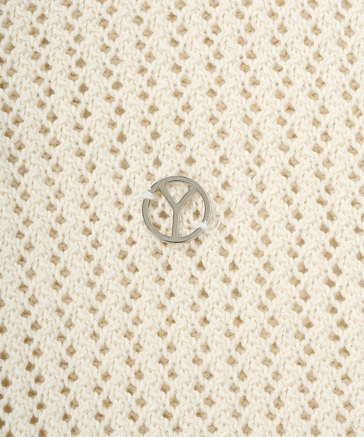 오픈야드(오와이)(OPENYARD(OY)) METAL LOGO NET HALF POLO KNIT-IVORY