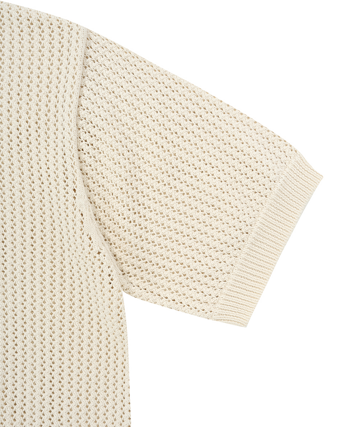 오픈야드(오와이)(OPENYARD(OY)) METAL LOGO NET HALF POLO KNIT-IVORY