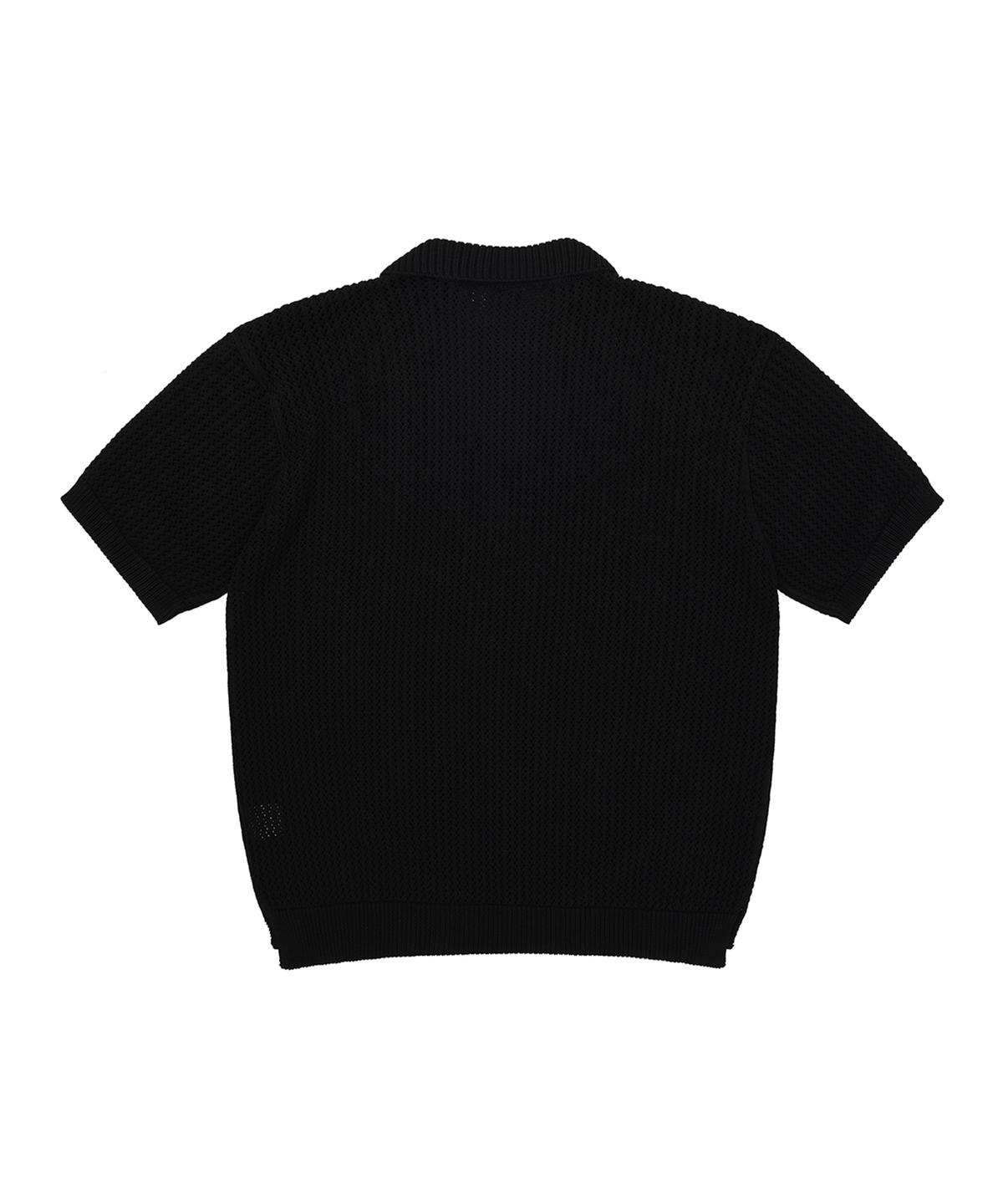 오픈야드(오와이)(OPENYARD(OY)) METAL LOGO NET HALF POLO KNIT-BLACK