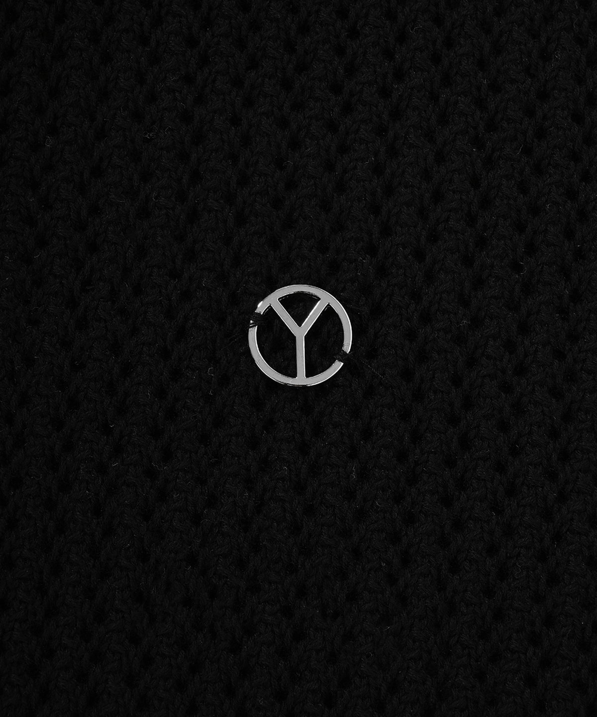 오픈야드(오와이)(OPENYARD(OY)) METAL LOGO NET HALF POLO KNIT-BLACK