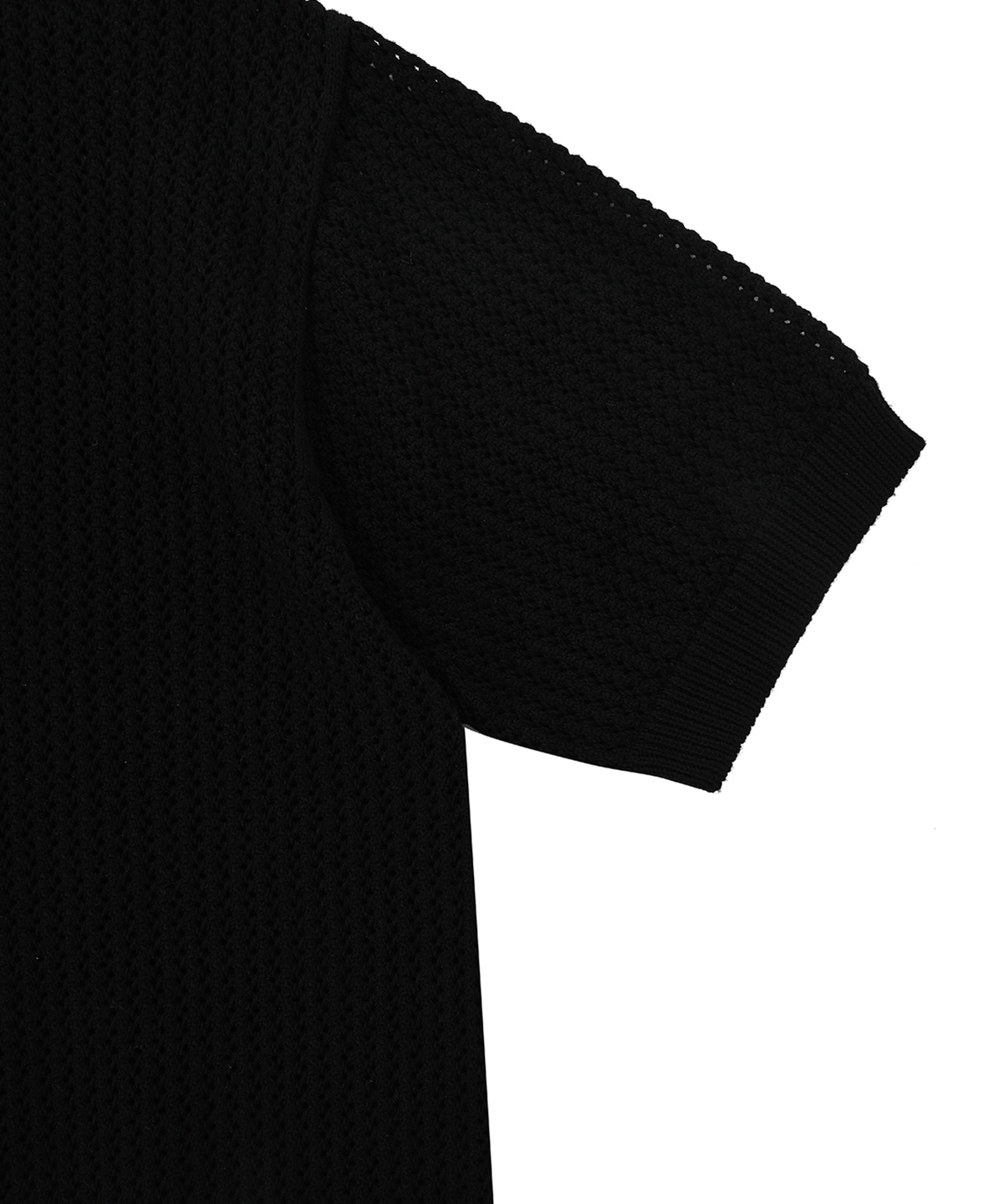 오픈야드(오와이)(OPENYARD(OY)) METAL LOGO NET HALF POLO KNIT-BLACK