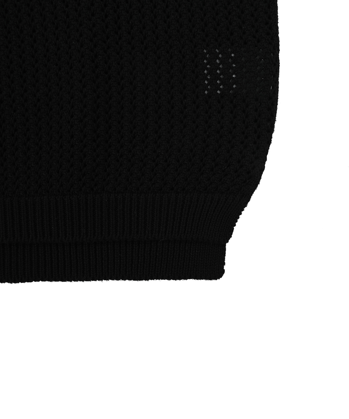 오픈야드(오와이)(OPENYARD(OY)) METAL LOGO NET HALF POLO KNIT-BLACK