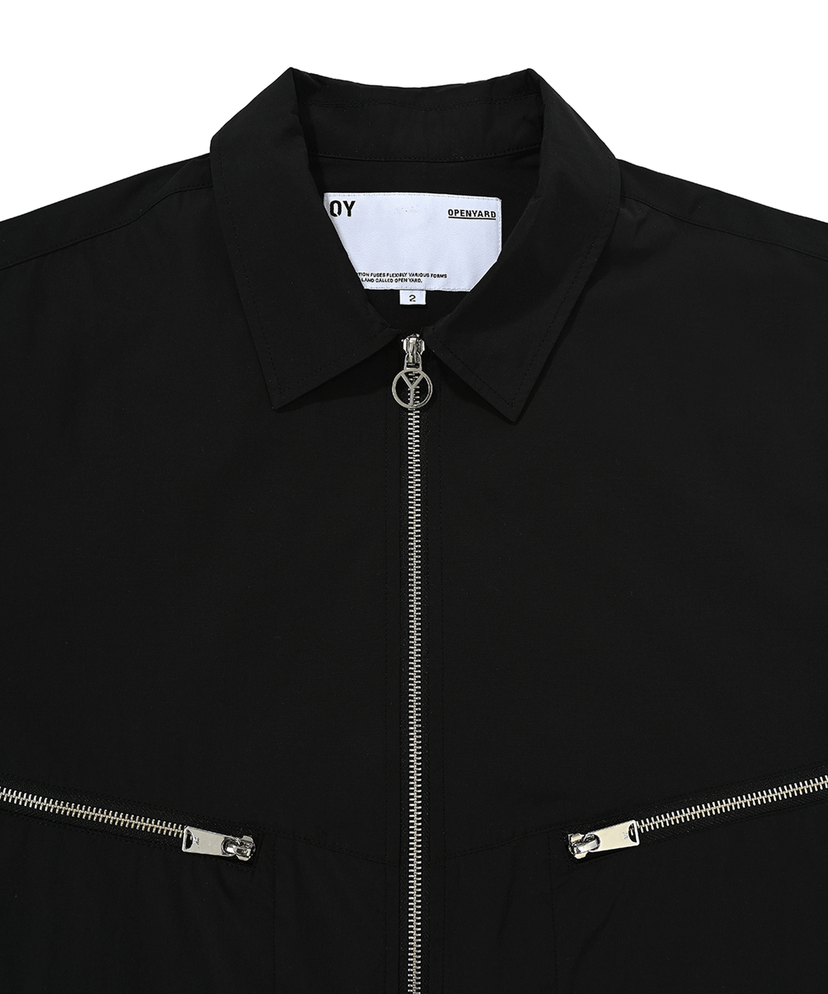 오픈야드(오와이)(OPENYARD(OY)) V ZIPPER POCKETS HALF SHIRTS-BLACK