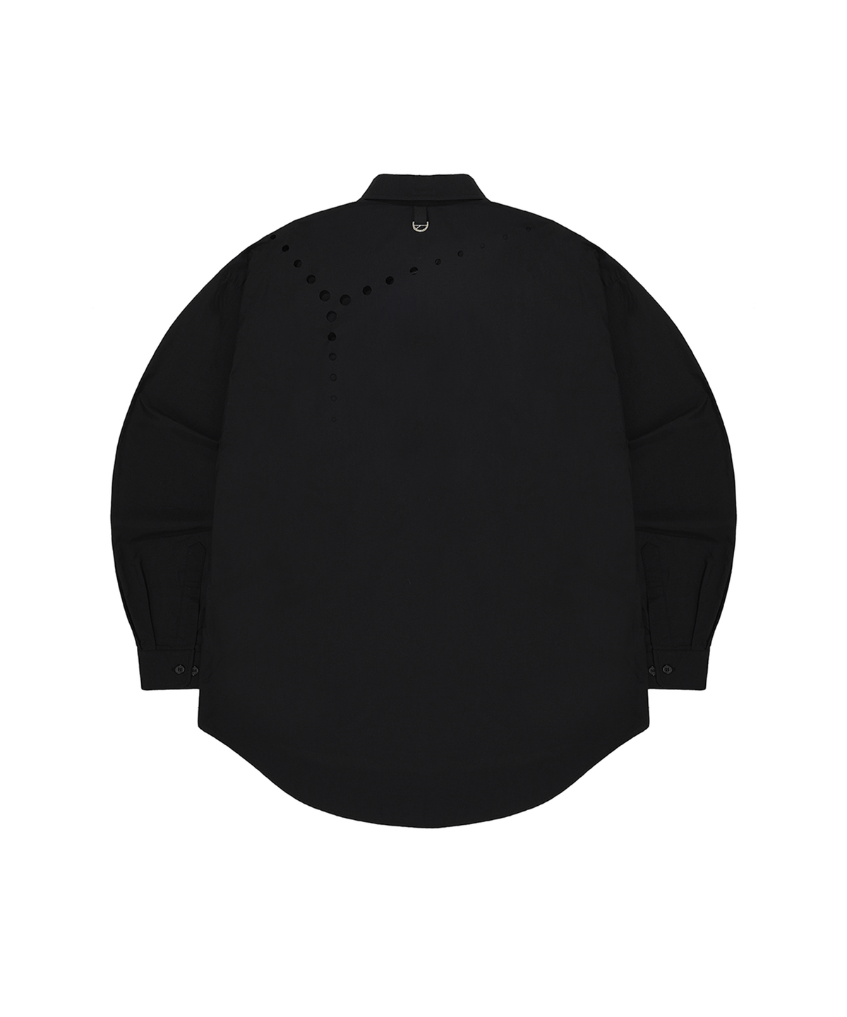 오픈야드(오와이)(OPENYARD(OY)) BACK ROUND CUT-OUT SHIRTS-BLACK