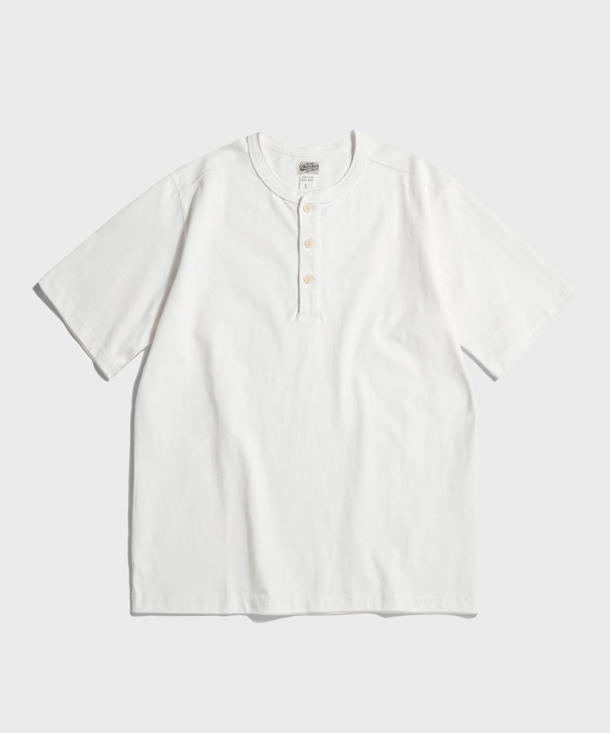 브론슨(BRONSON) 10.6 oz Cotton Short Sleeve Henley Tee White