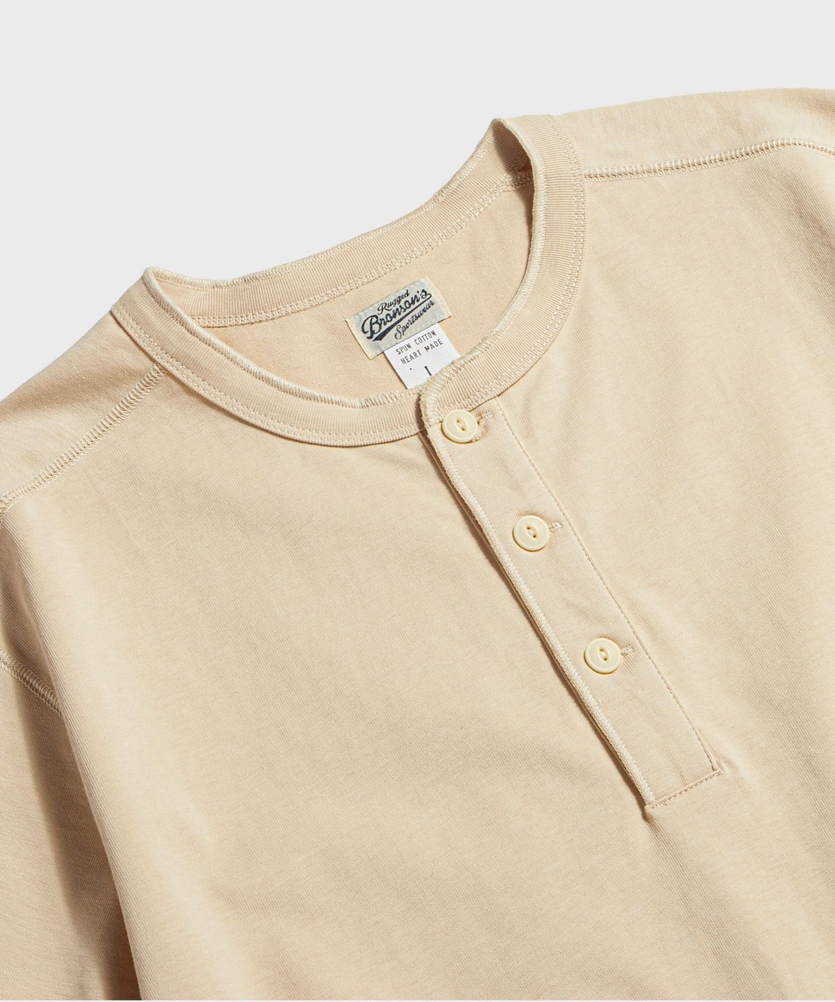 브론슨(BRONSON) 10.6 oz Cotton Short Sleeve Henley Tee Apricot