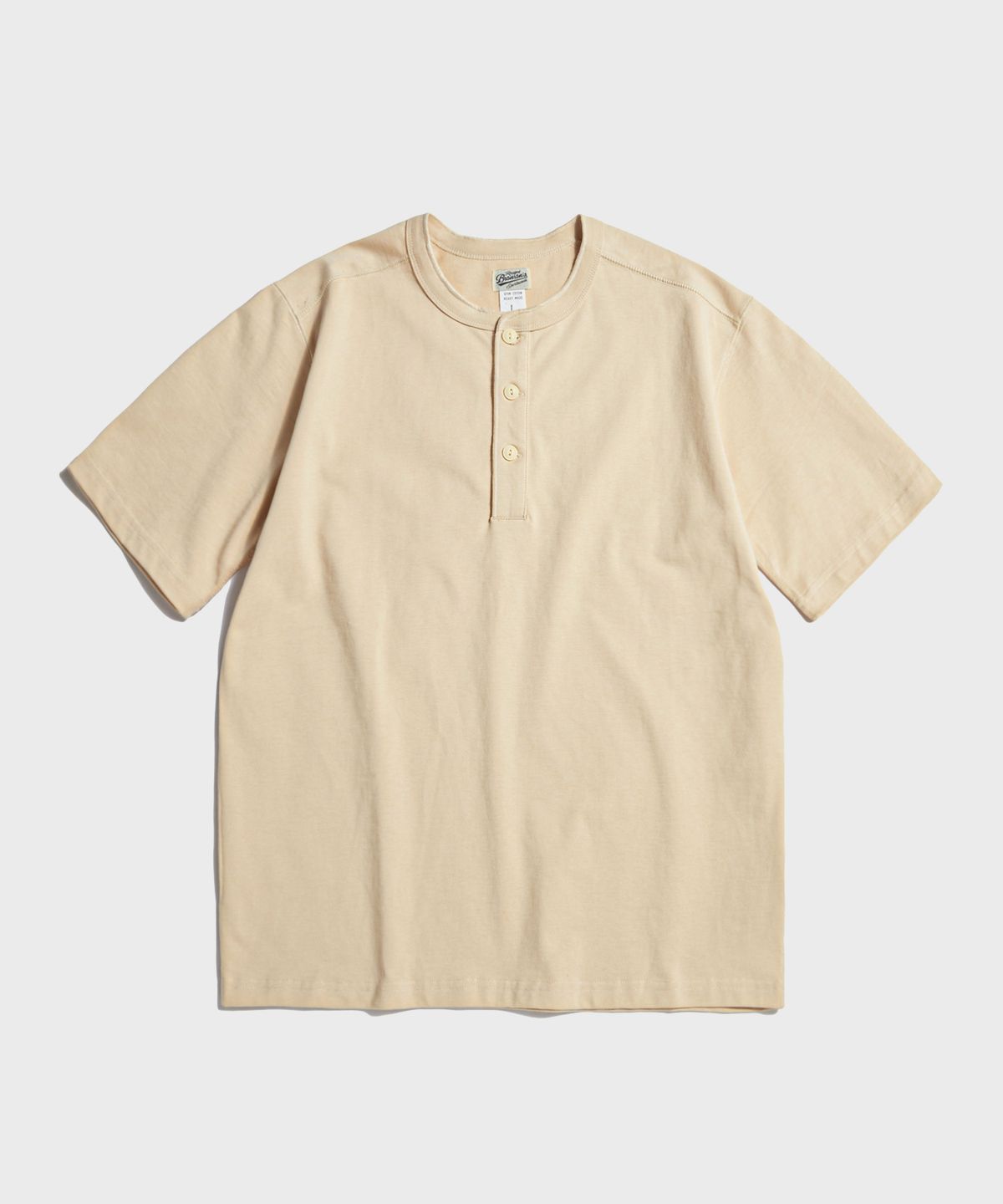 브론슨(BRONSON) 10.6 oz Cotton Short Sleeve Henley Tee Apricot