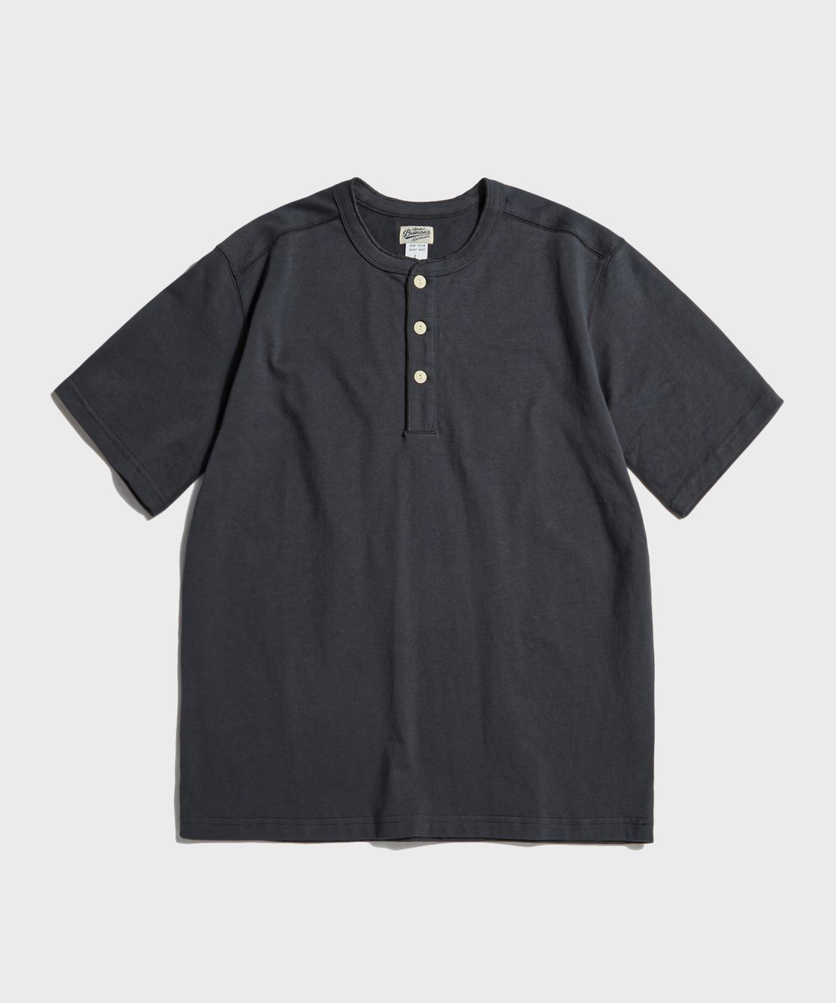 브론슨(BRONSON) 10.6 oz Cotton Short Sleeve Henley Tee Dark Grey