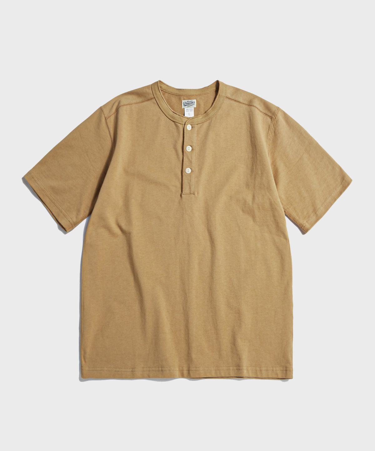 브론슨(BRONSON) 10.6 oz Cotton Short Sleeve Henley Tee Camel