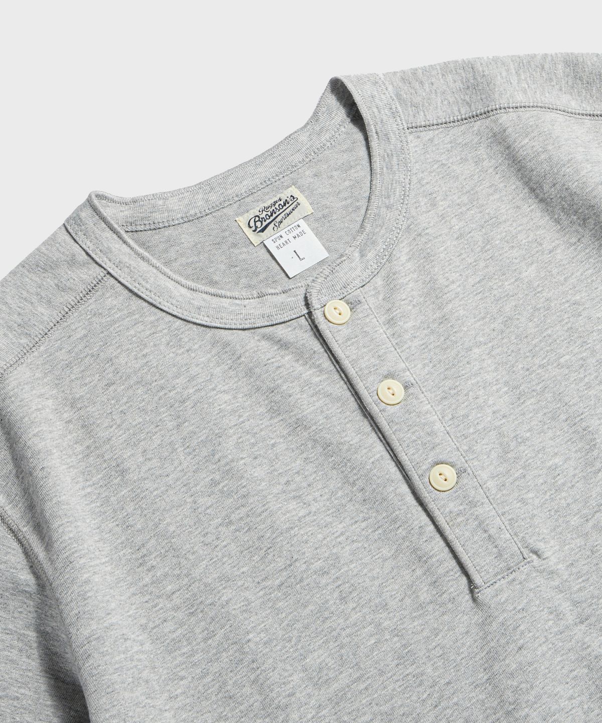 브론슨(BRONSON) 10.6 oz Cotton Short Sleeve Henley Tee Grey