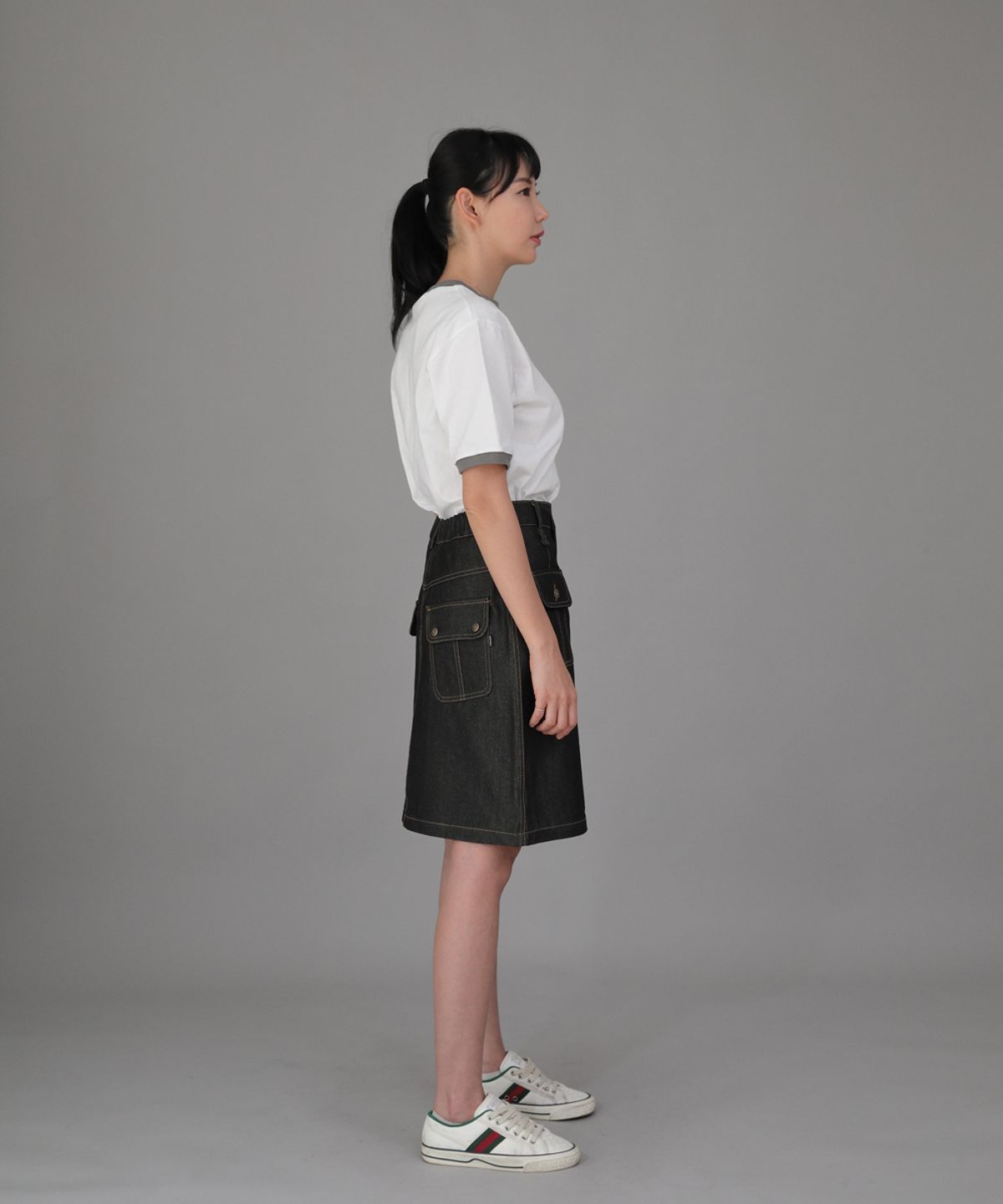 세인트크루(SAINTCREW) FB 커버포켓 밴딩스커트 FCM-1307 블랙 데님 BRS