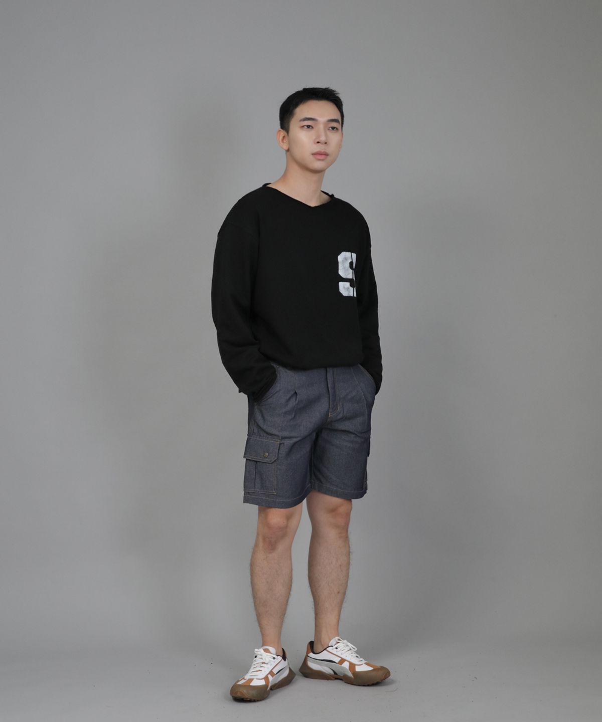 세인트크루(SAINTCREW) 레트로라인 카고쇼츠 RBC-340 데님 라이트인디고