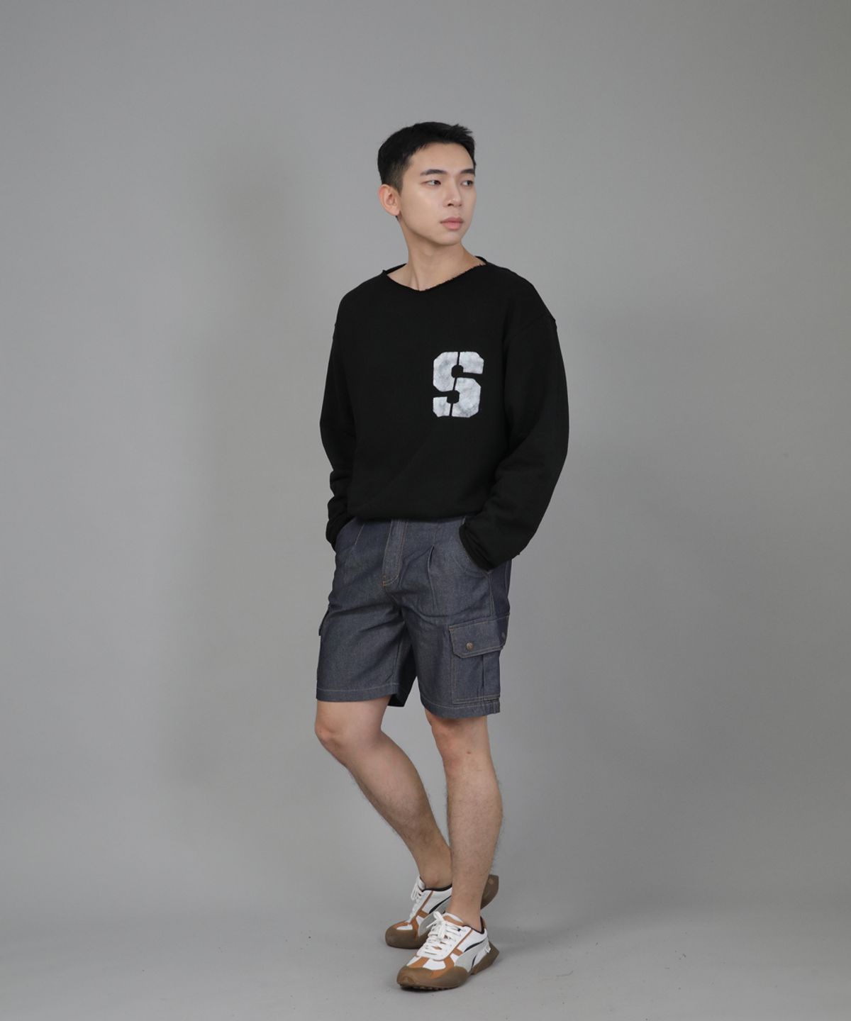 세인트크루(SAINTCREW) 레트로라인 카고쇼츠 RBC-340 데님 라이트인디고