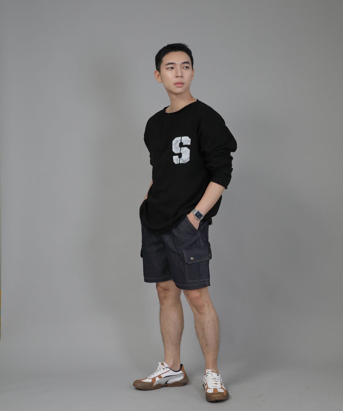 세인트크루(SAINTCREW) 레트로라인 카고쇼츠 RBC-340 데님 인디고