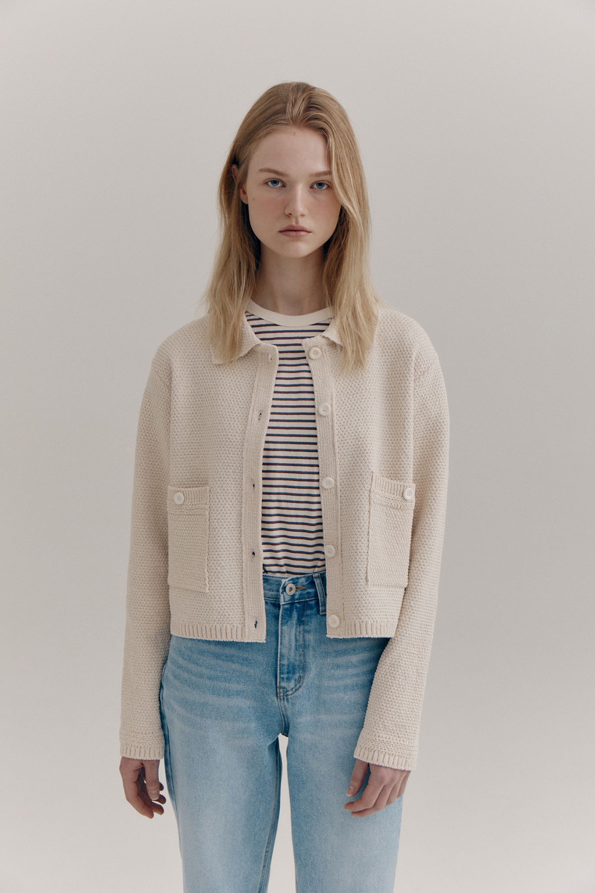 노우드(NOEUD) Tweed cardigan (Ivory)