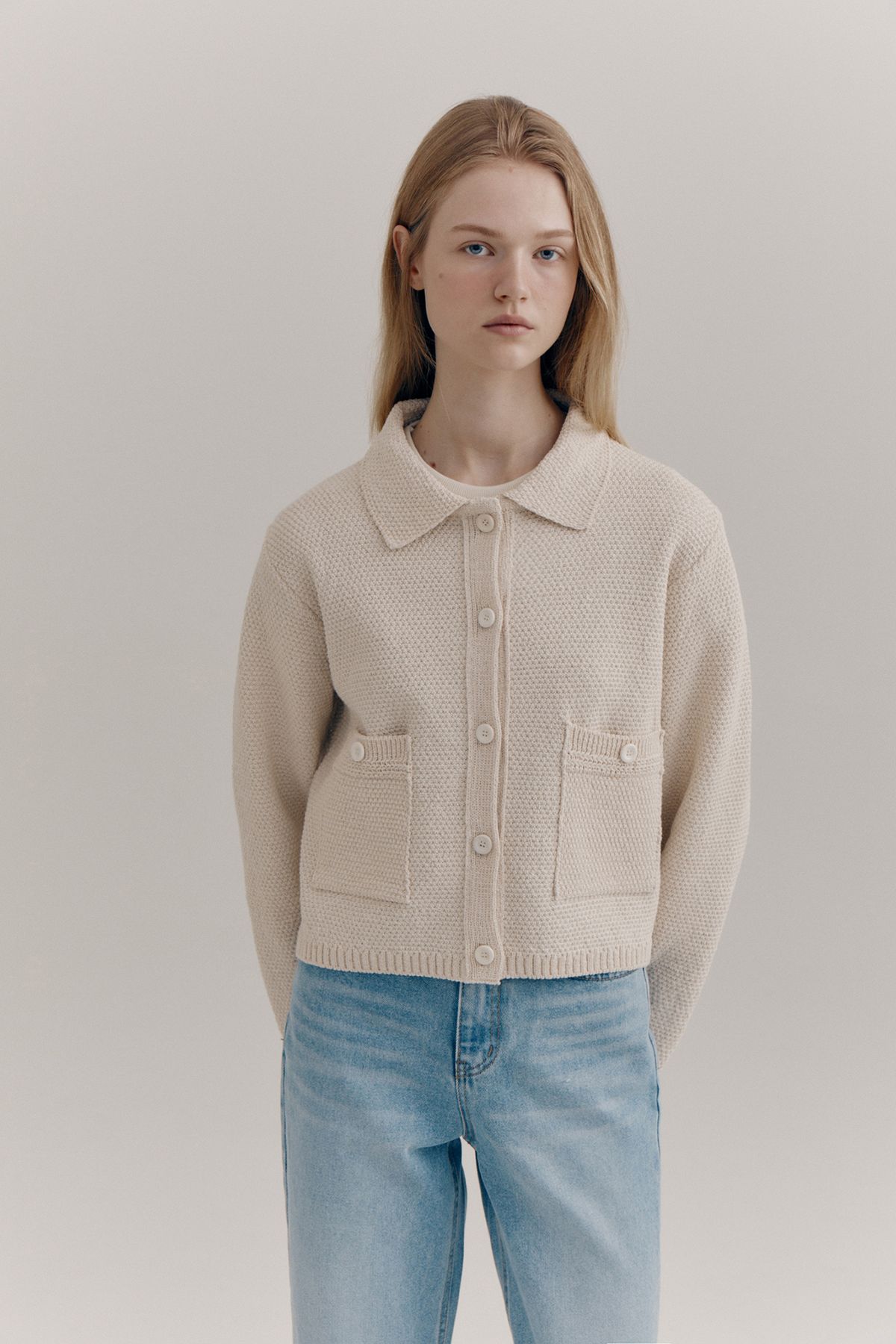 노우드(NOEUD) Tweed cardigan (Ivory)