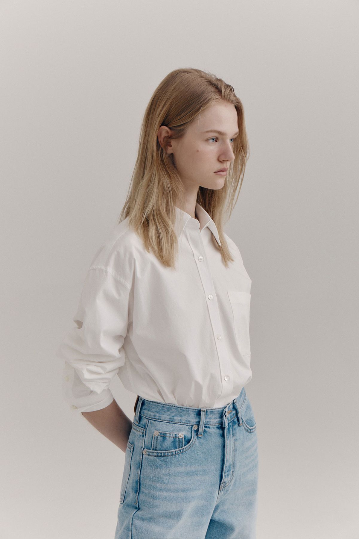 노우드(NOEUD) Basic cotton shirt (ivory)