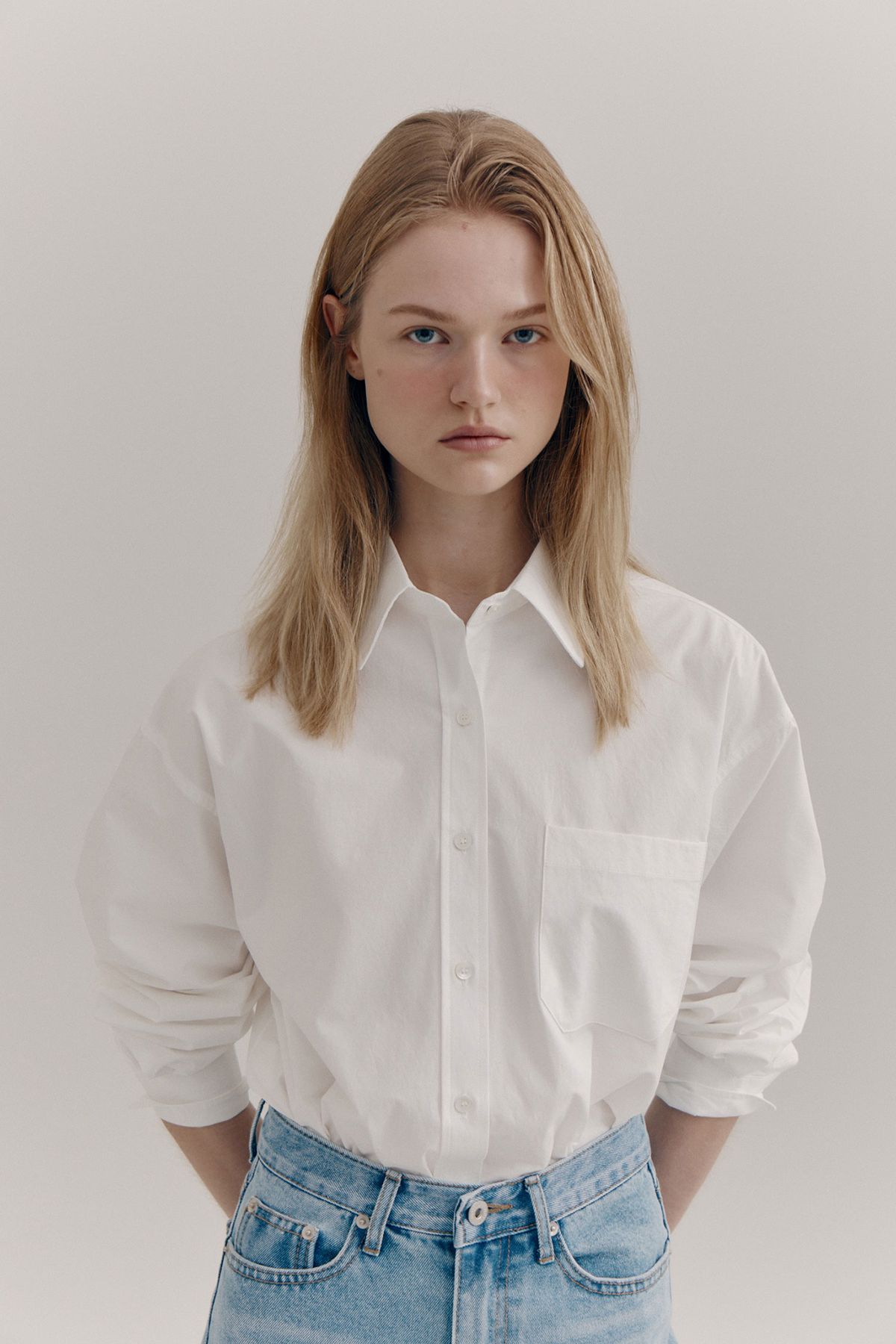 노우드(NOEUD) Basic cotton shirt (ivory)