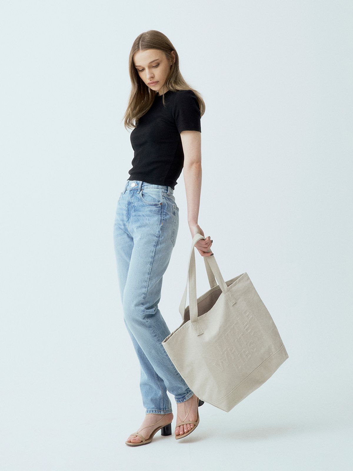 엘더블유엘(LWL) CANDY CRUSH DENIM TOTE h BEIGE (캔디크러시 데님 토트 h 베이지)